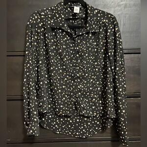 Sweet rain Black Star Patterned mesh Blouse